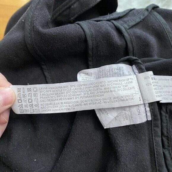 Zara Faux Suede Black Vest Open Front Women's Small Waterfall Shimmer - Picture 8 of 9